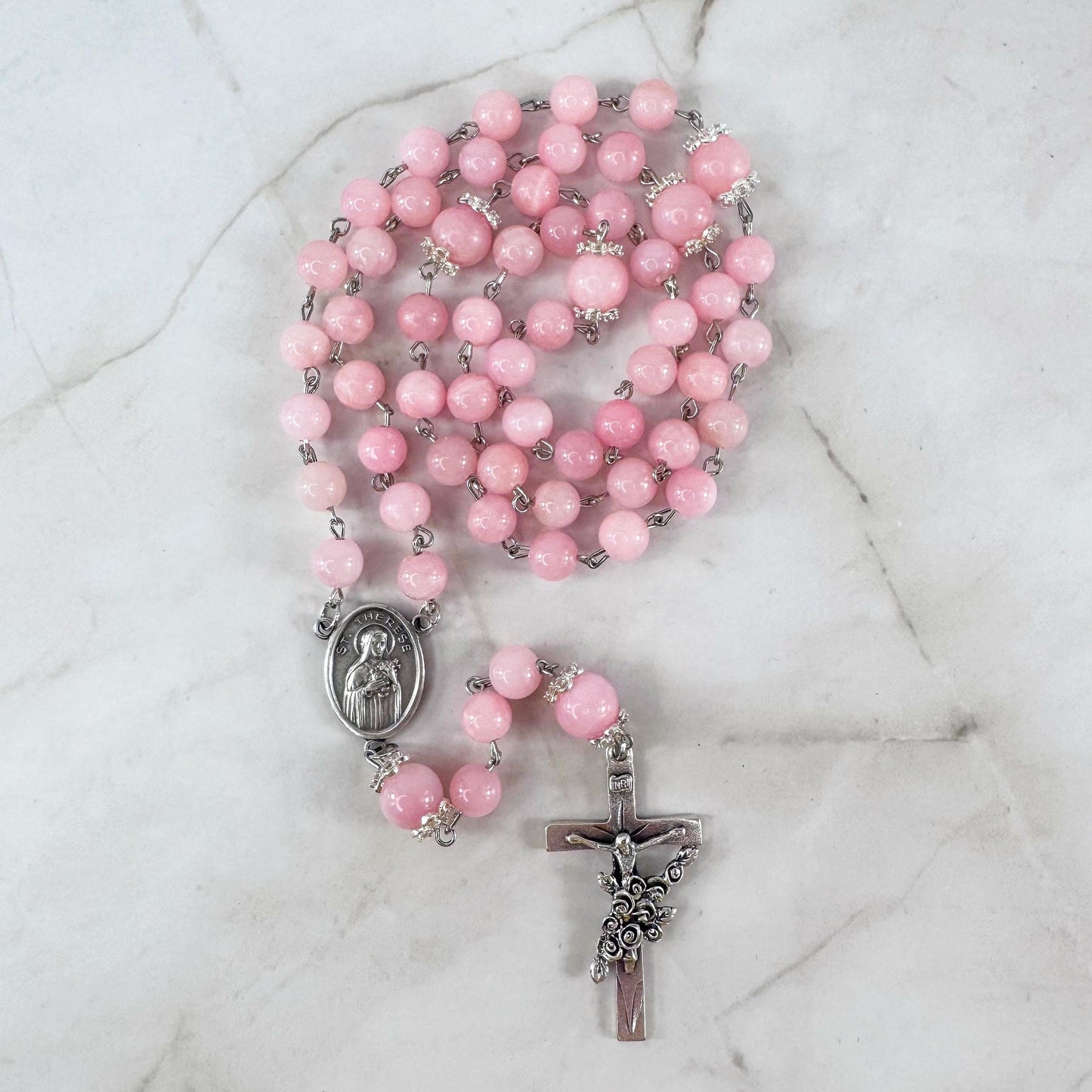 Saint Therese of Lisieux Devotional Rosary with 3rd Class Relic
