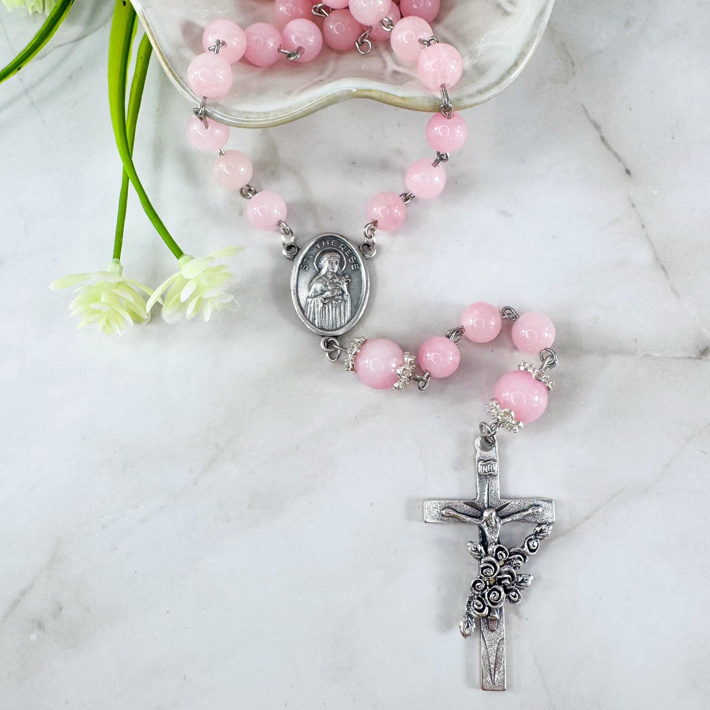 Saint Therese of Lisieux Devotional Rosary with 3rd Class Relic
