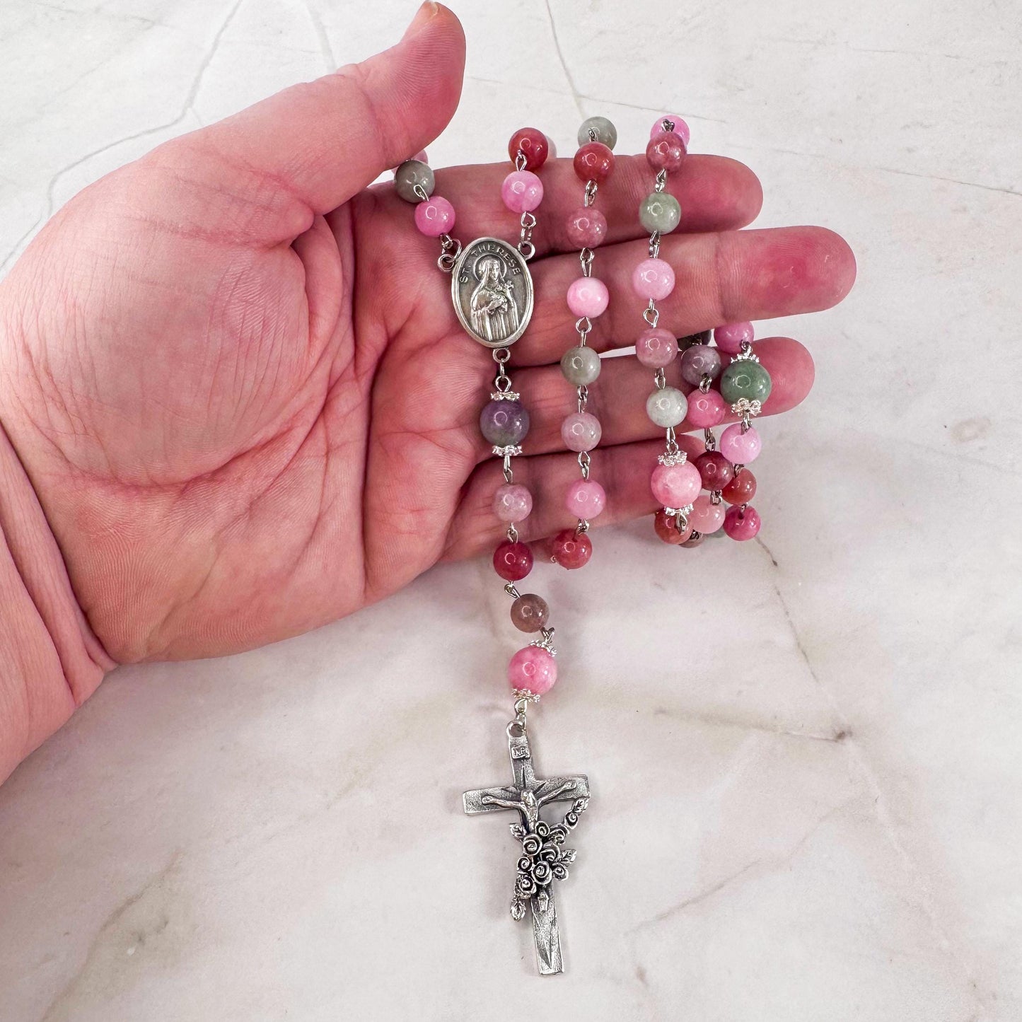 St. Thérèse of Lisieux Devotional Rosary with a 3rd class relic