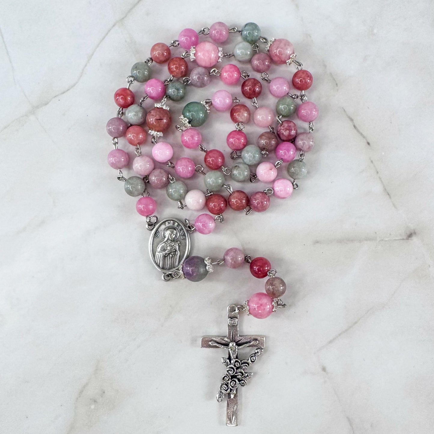 St. Thérèse of Lisieux Devotional Rosary with a 3rd class relic