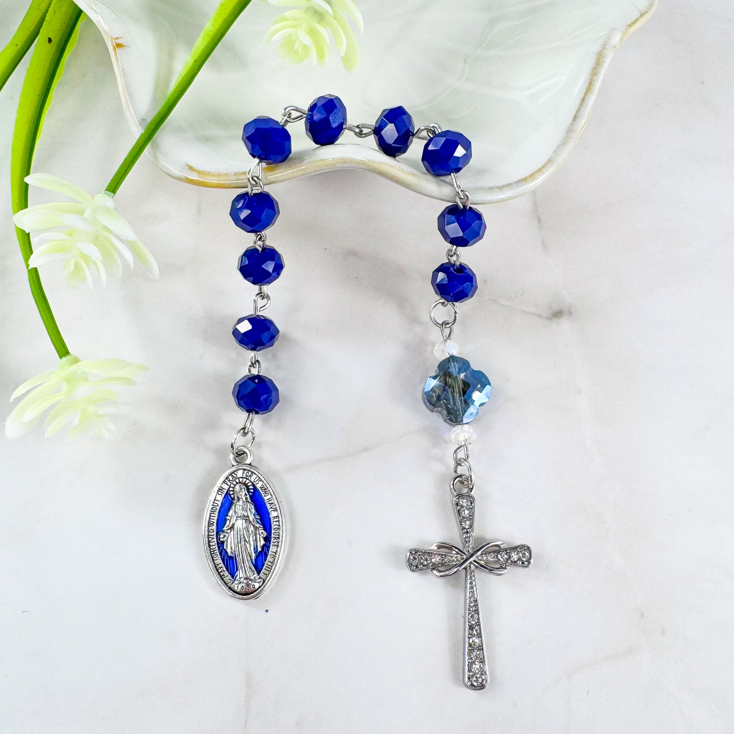 Our Lady of Grace Miraculous Medal Pocket Rosary Bracelet