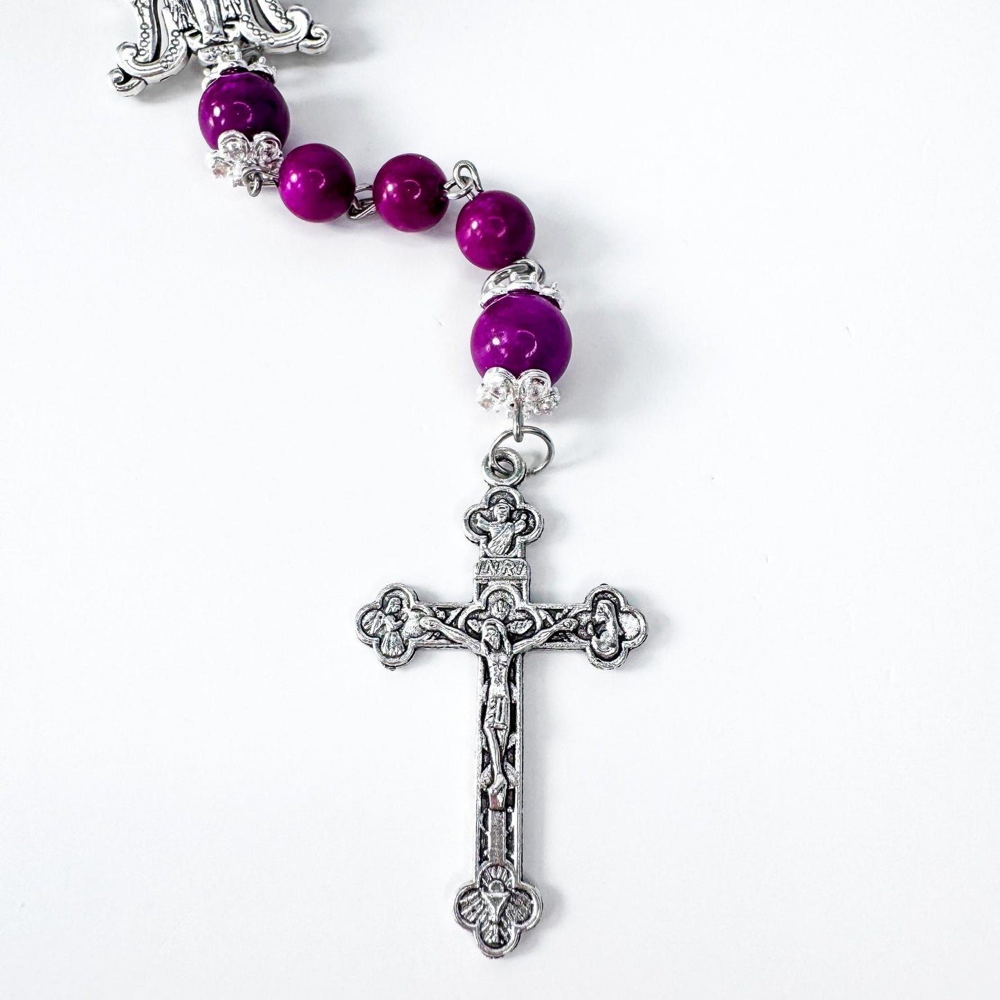 Miraculous Medal Purple Sugilite Beaded Rosary