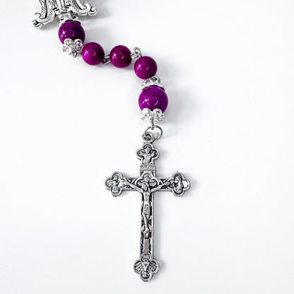 Miraculous Medal Purple Sugilite Beaded Rosary