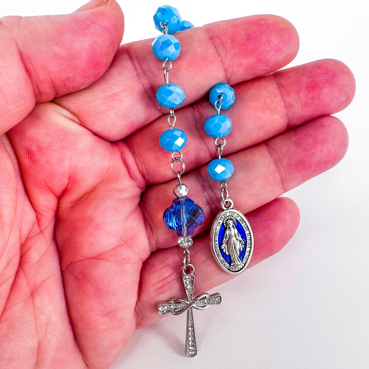 Our Lady of Grace Miraculous Medal Pocket Rosary Bracelet