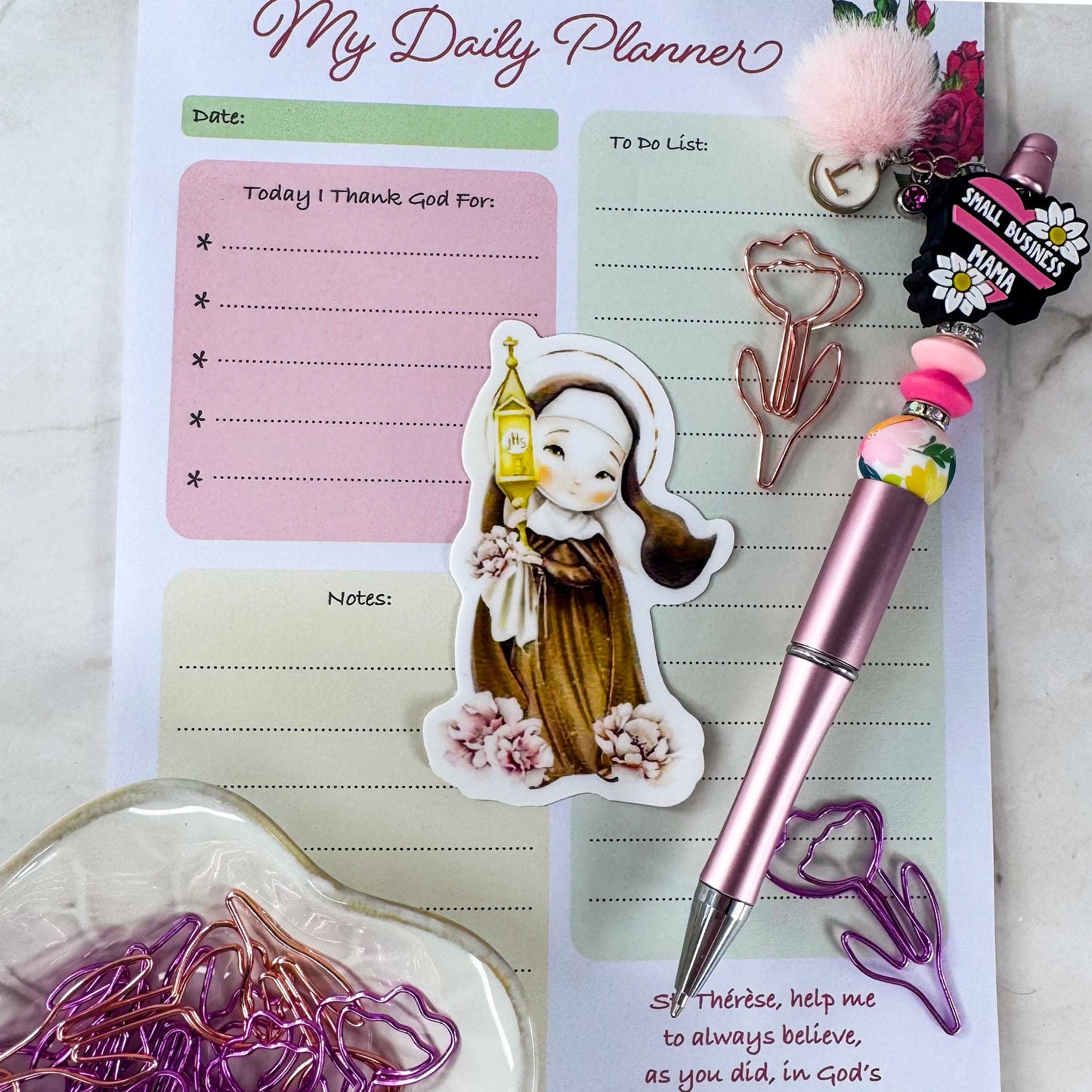 St Clare of Assisi Catholic Vinyl Sticker