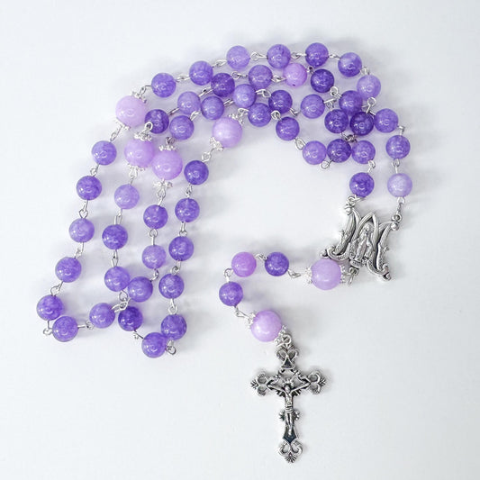 Miraculous Medal Lavendar Amethyst Catholic Rosary