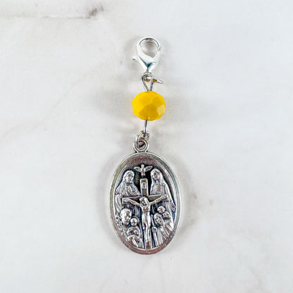 Catholic Rosary Gift Set – Yellow Crystal Beads, Miraculous Medal Centerpiece with Matching Four-Way Medal Marker, RCIA Gifts for Adults