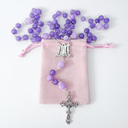 Miraculous Medal Lavendar Amethyst Catholic Rosary