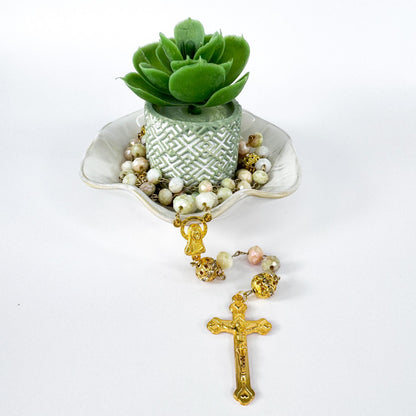 Our Lady of Peace Rosary in Pastel Crystal Beads