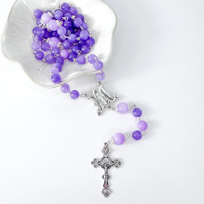 Miraculous Medal Lavendar Amethyst Catholic Rosary