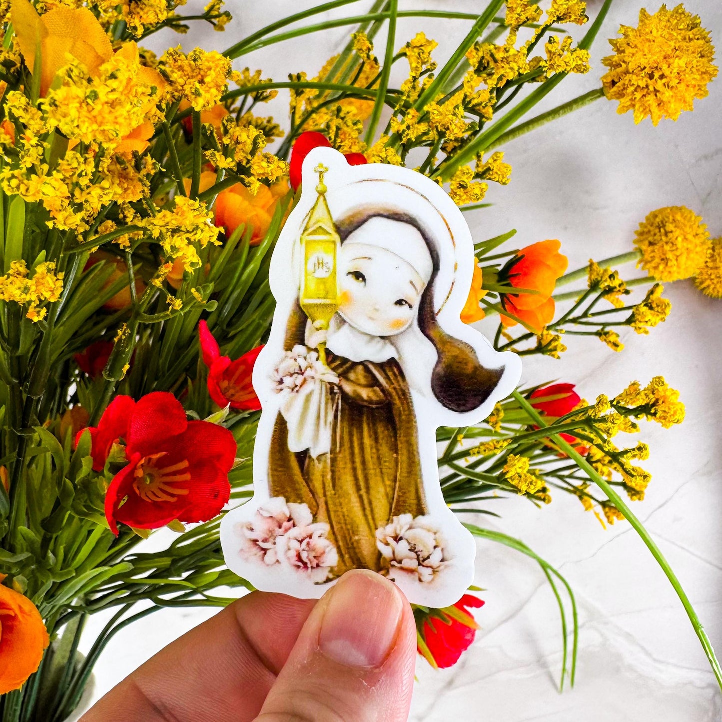 St Clare of Assisi Catholic Vinyl Sticker