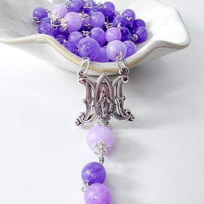 Miraculous Medal Lavendar Amethyst Catholic Rosary