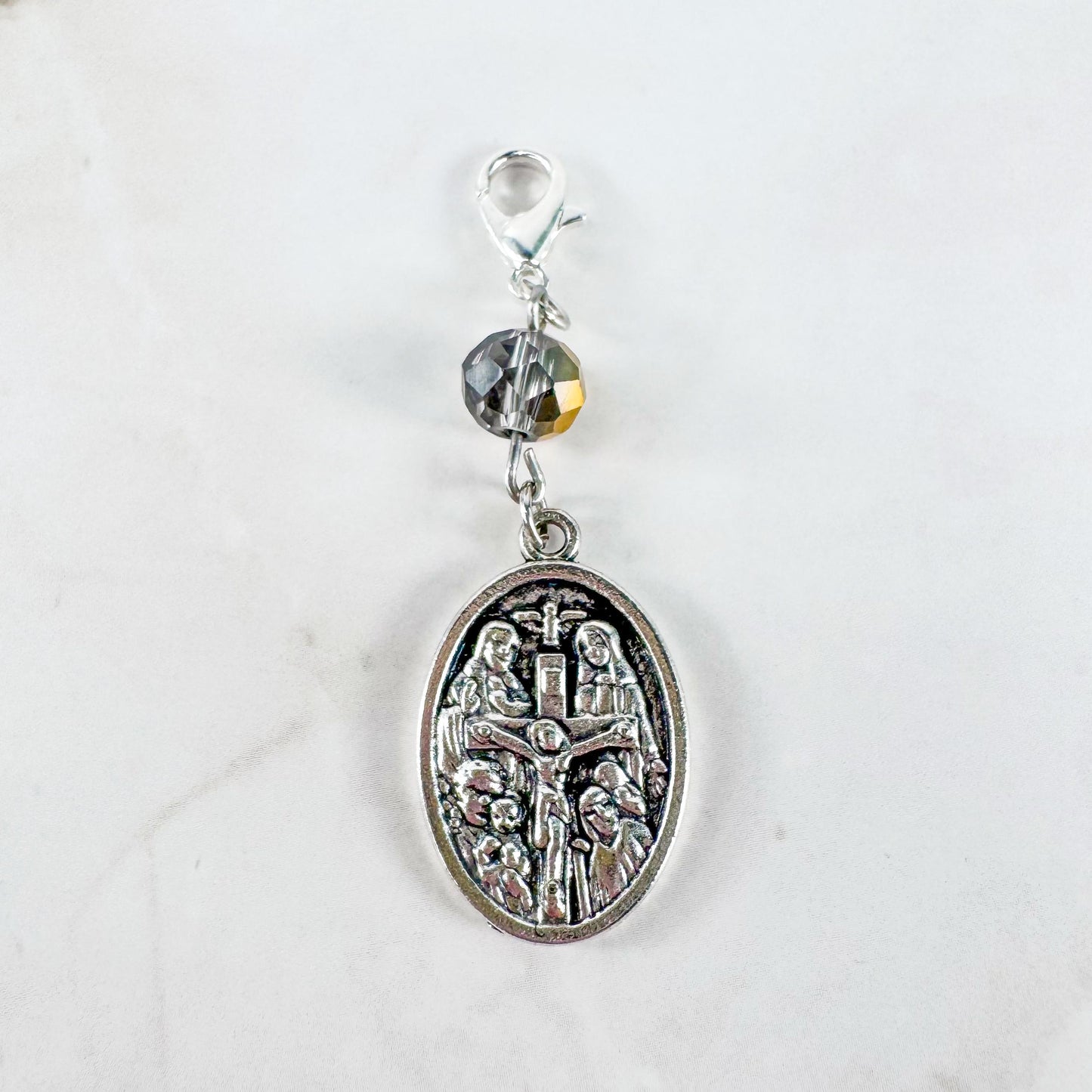 Catholic Rosary Gift Set –  Gold Crystal Beads, Miraculous Medal Centerpiece with Matching Four-Way Medal Marker, RCIA Gifts for Adults