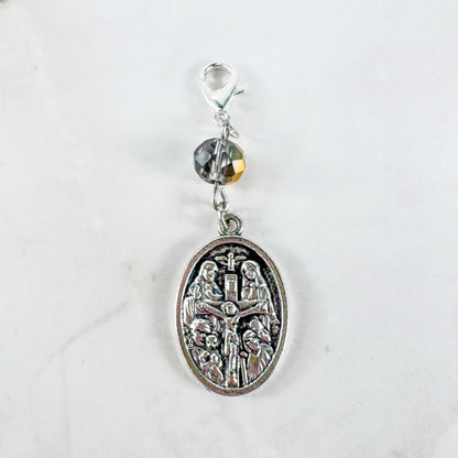 Catholic Rosary Gift Set –  Gold Crystal Beads, Miraculous Medal Centerpiece with Matching Four-Way Medal Marker, RCIA Gifts for Adults