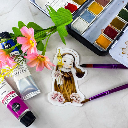 St Clare of Assisi Catholic Vinyl Sticker