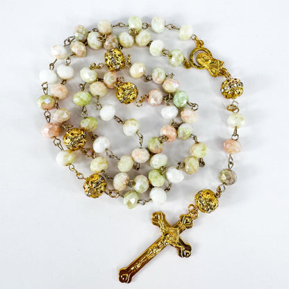 Our Lady of Peace Rosary in Pastel Crystal Beads
