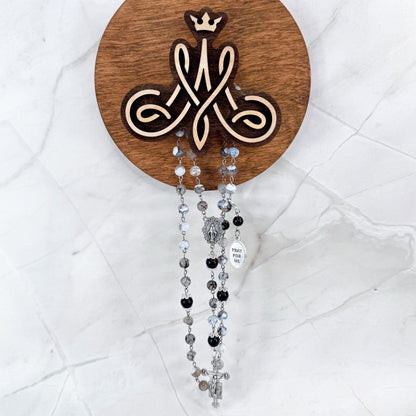 Holy Souls in Purgatory Black Onyx Beaded Rosary
