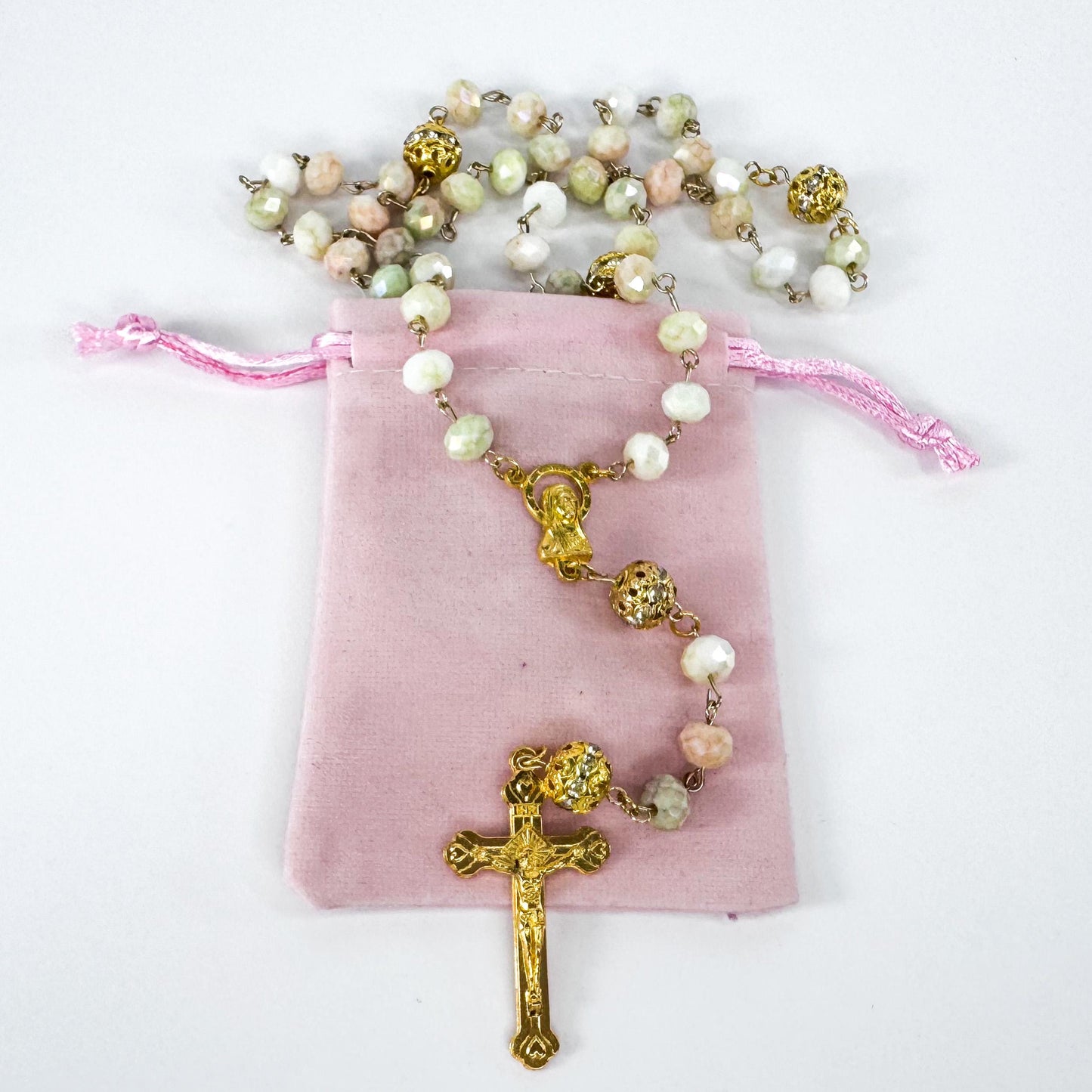 Our Lady of Peace Rosary in Pastel Crystal Beads