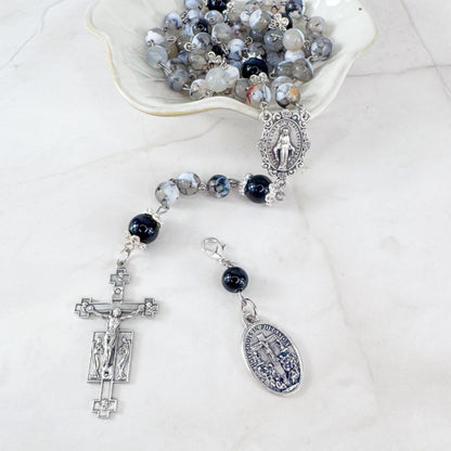 Holy Souls in Purgatory Black Onyx Beaded Rosary