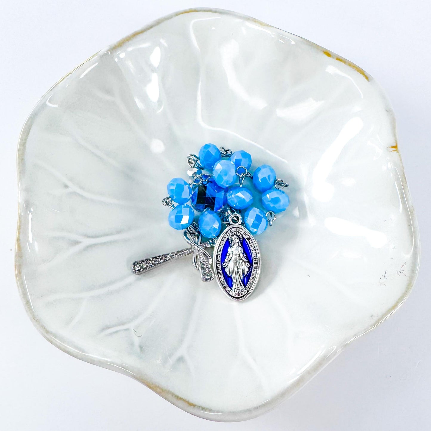 Our Lady of Grace Miraculous Medal Pocket Rosary Bracelet
