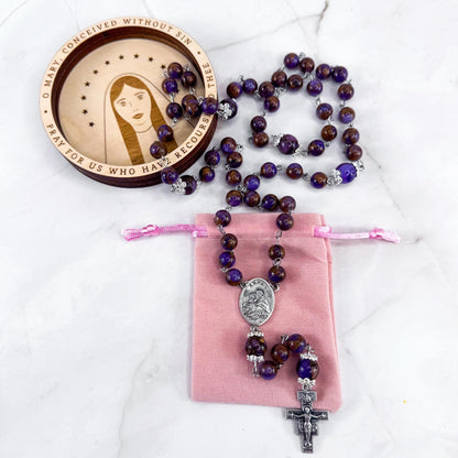 St Anthony of Padua Purple Cloisonné Beaded Rosary