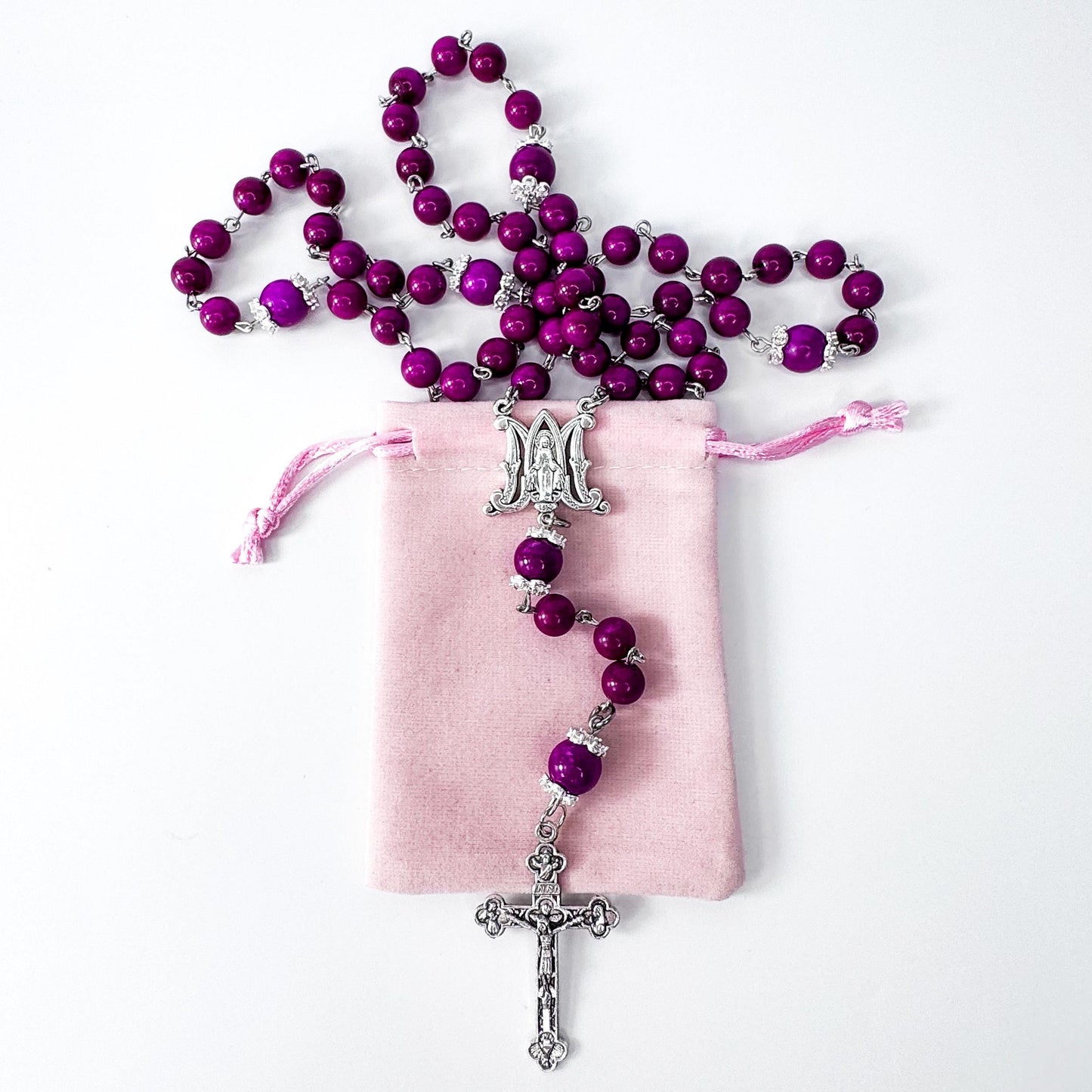 Miraculous Medal Purple Sugilite Beaded Rosary