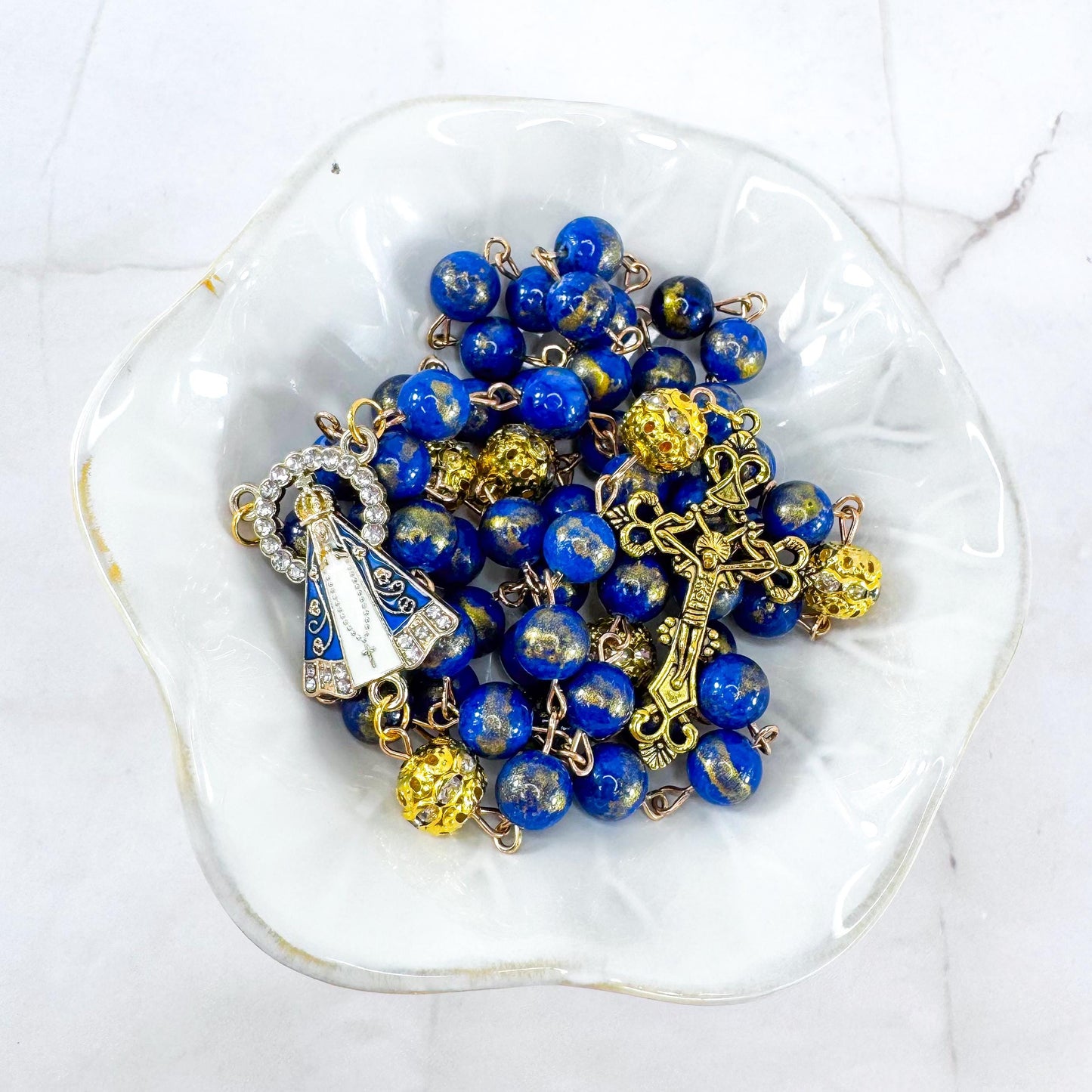 Our Lady of Aparecida Lapis Lazuli Beaded Rosary
