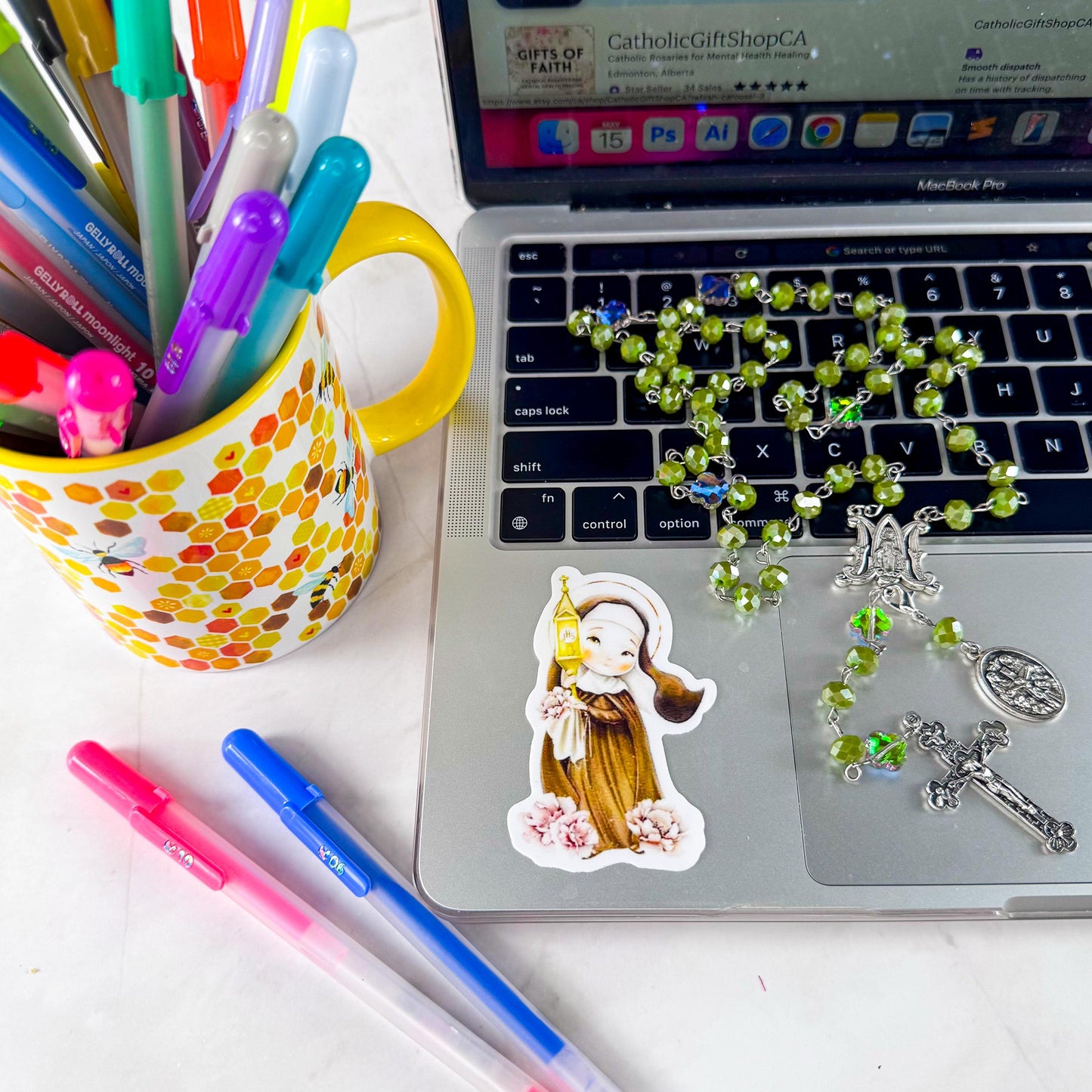 St Clare of Assisi Catholic Vinyl Sticker