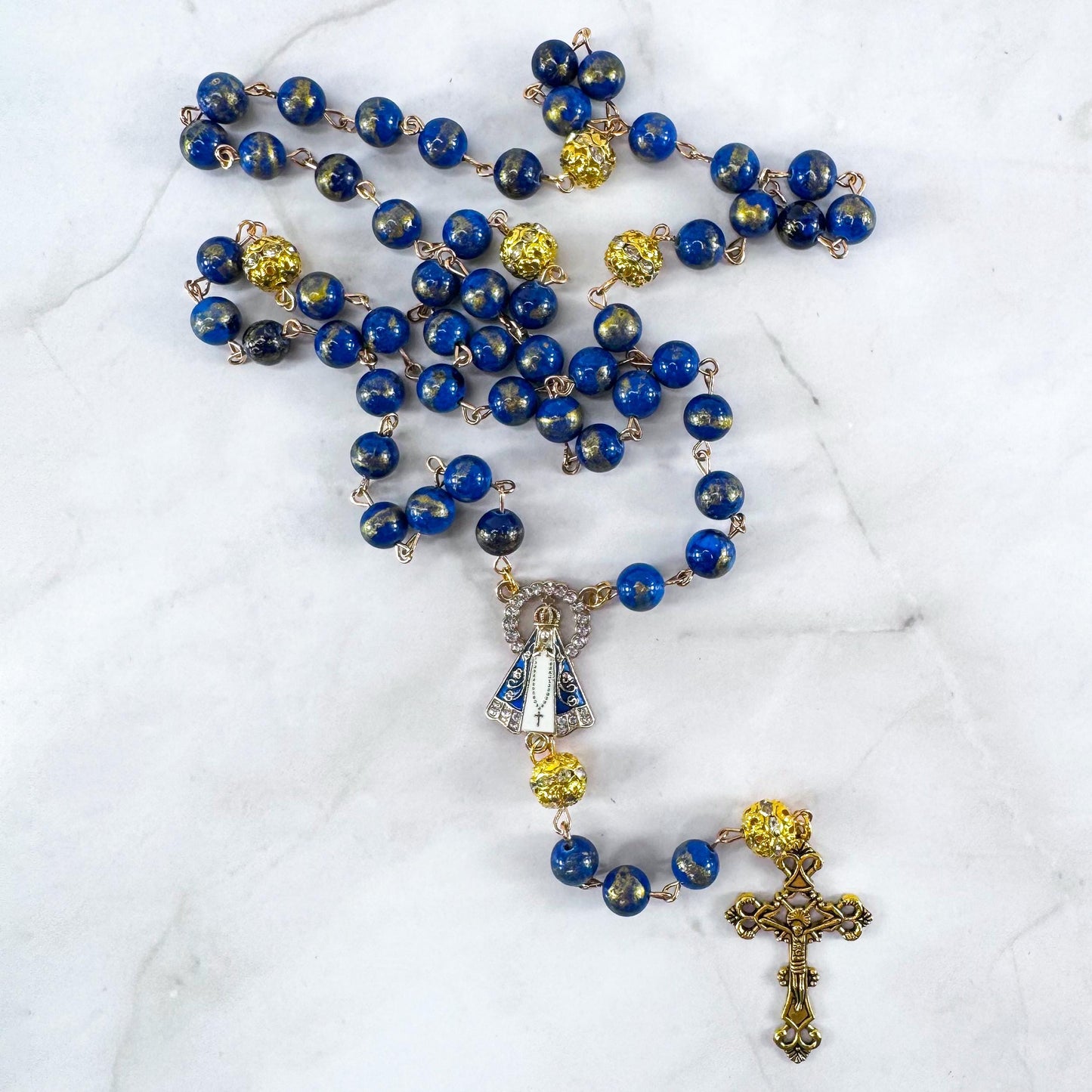 Our Lady of Aparecida Lapis Lazuli Beaded Rosary
