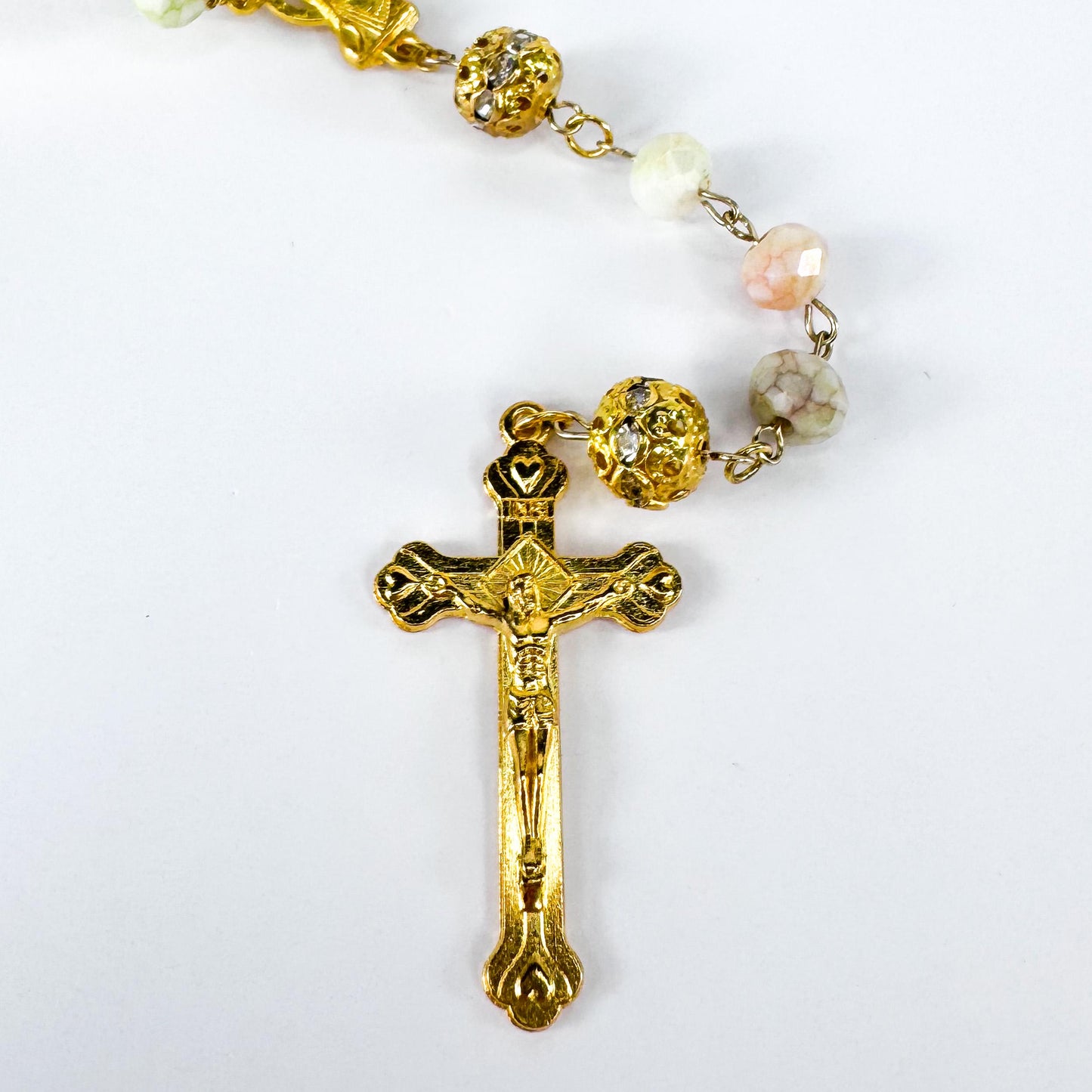 Our Lady of Peace Rosary in Pastel Crystal Beads