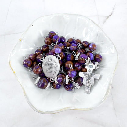 St Anthony of Padua Purple Cloisonné Beaded Rosary