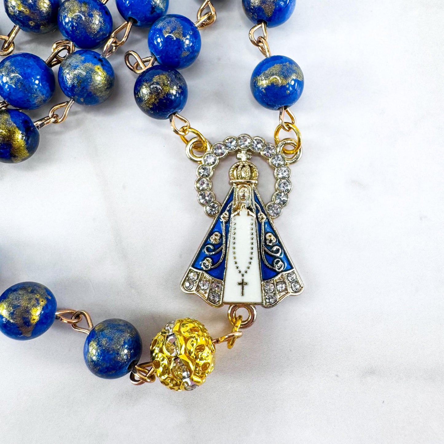 Our Lady of Aparecida Lapis Lazuli Beaded Rosary