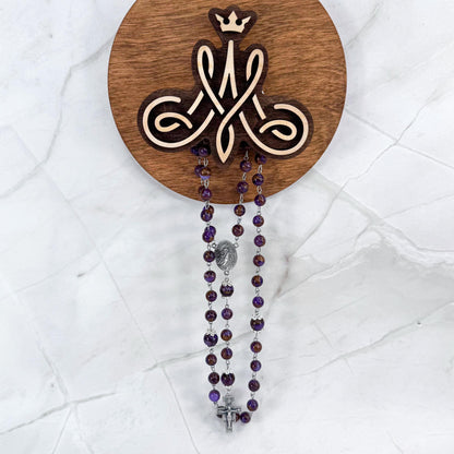 St Anthony of Padua Purple Cloisonné Beaded Rosary