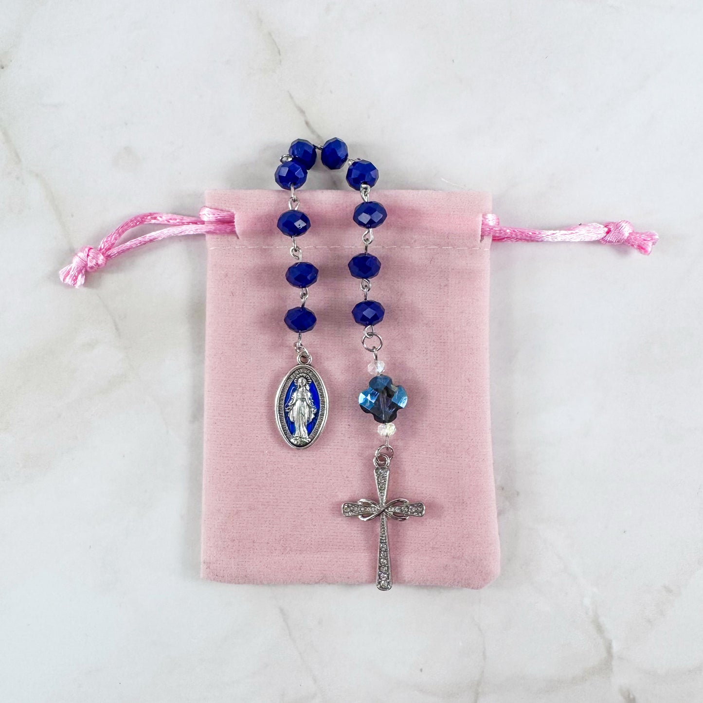 Our Lady of Grace Miraculous Medal Pocket Rosary Bracelet