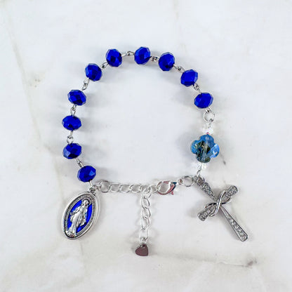 Our Lady of Grace Miraculous Medal Pocket Rosary Bracelet